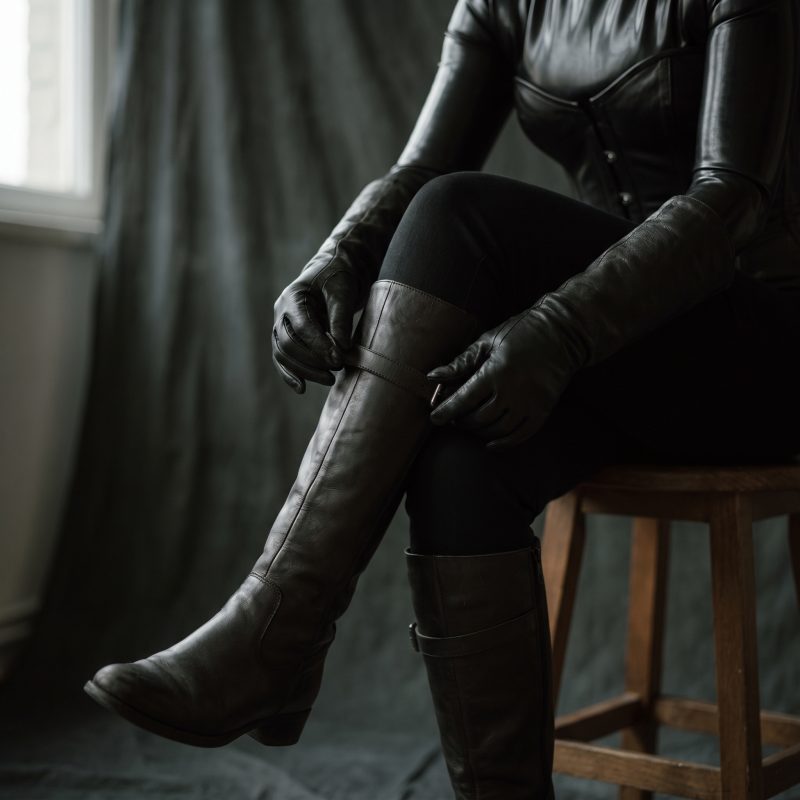 Tenue en latex adulte dans un style éditorial non explicite